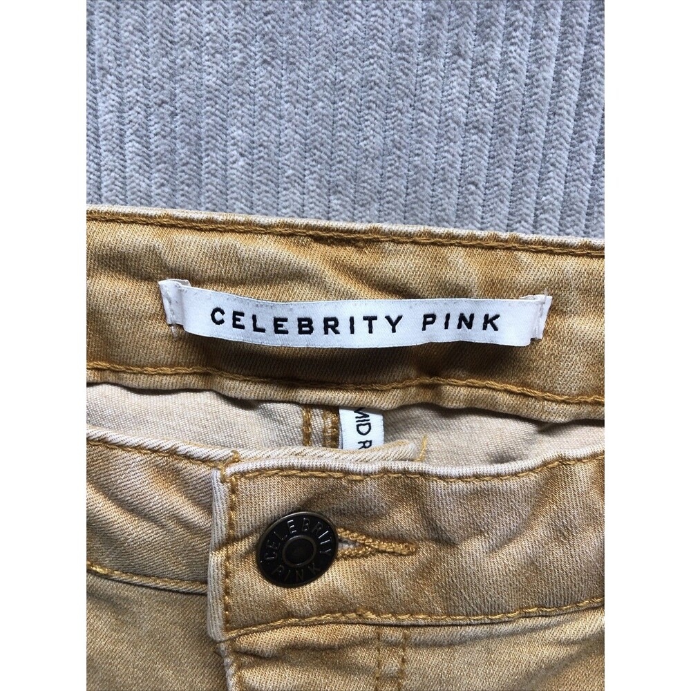 Celebrity Pink Skinny Jeans Size 15/32 Yellow Tan Factory Destroyed - Picture 4 of 16